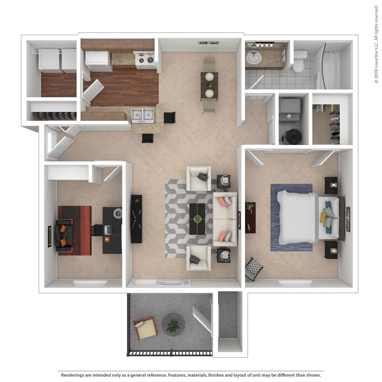 Floor plan for 1 bed, 1 bath, 841 sqft